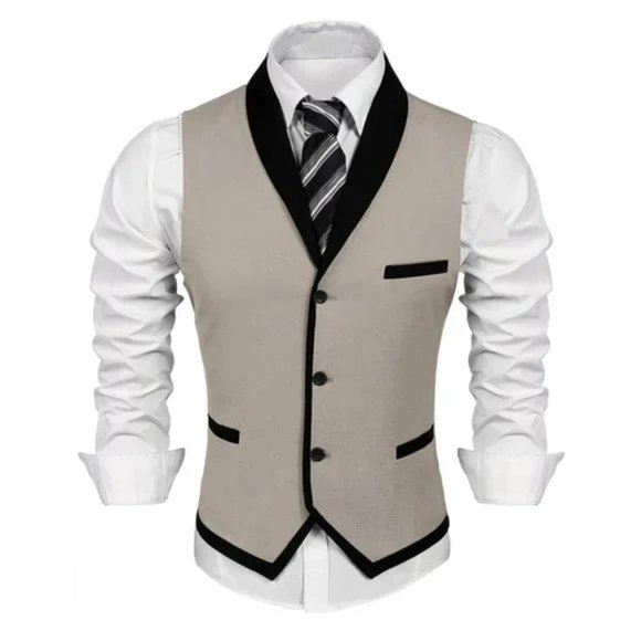 NEW MEN'S Suit Vest Slim Fit Waistcoat Tan - Picture 1 of 6